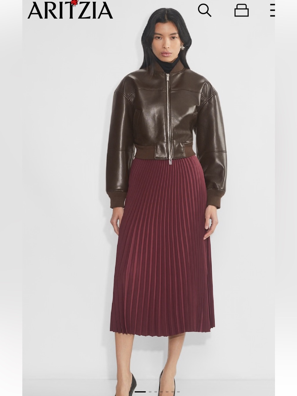 Babaton, Aritzia Pleated Midi Maxi Skirt in Dark Purple, Plum Size Medium